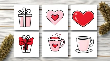 Cute Hand-Drawn Illustrations of Gifts and Hearts for Any Occasion