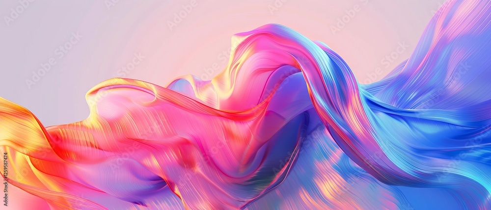 Poster vibrant abstract motion design with colorful twisted shapes on soft pastel background – digital art 