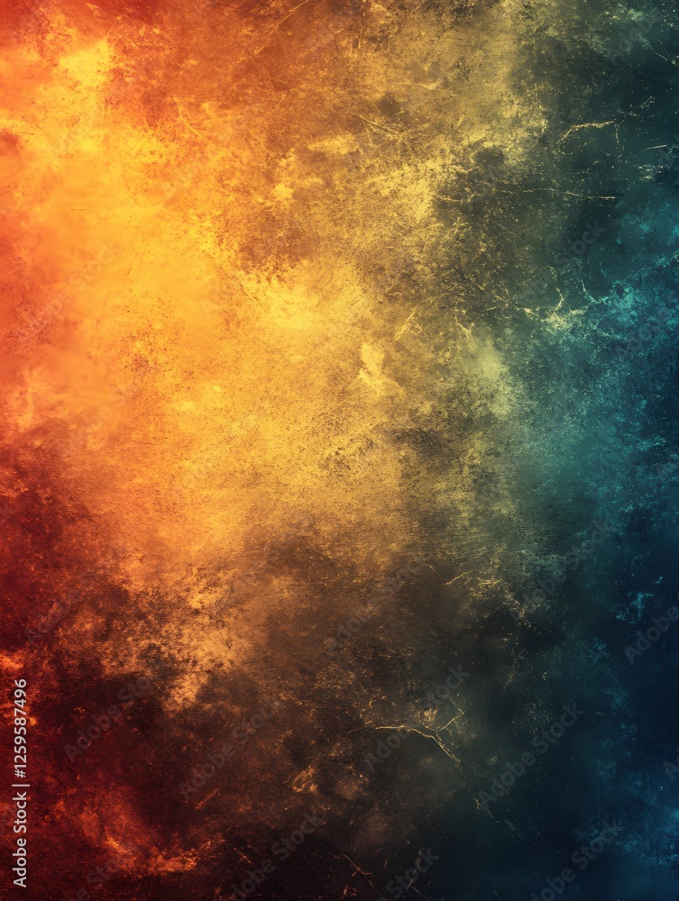 Poster abstract grunge texture with vibrant color gradient of fire and ice for artistic design