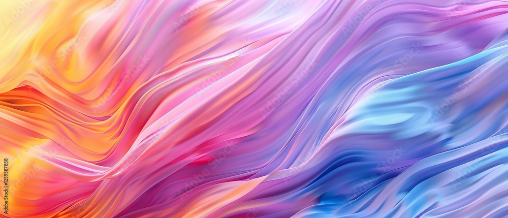 Poster vibrant abstract motion design with colorful twisted shapes on soft pastel background – digital art 