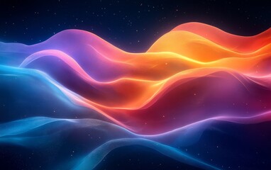 Fototapeta premium Abstract cosmic luminous waves background. Featuring cosmic luminous waves with vivid colors. Emphasizing depth and flowing light. Ideal for space and artistic themes.