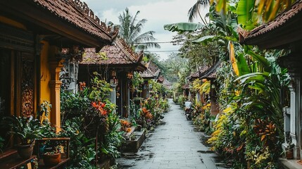 Obraz premium Lush Tropical Alleyway