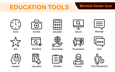 Education line icons collection. Big UI icon set in a flat design. Thin outline icons pack. Thin line icons set of academic subjects and education. Outline symbol collection.