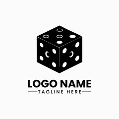 Dice vector logo icon line art vector Dice on black logo icon vector