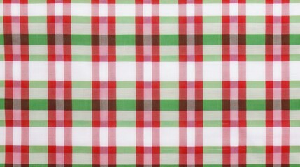 Colorful Checked Pattern Fabric in Red Green and White Design