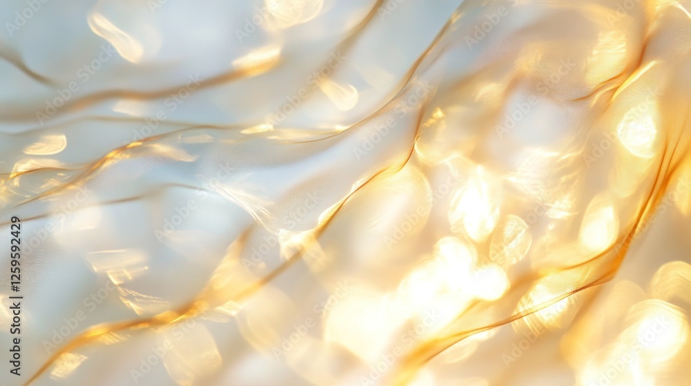 Poster elegant golden fabric with bokeh lights abstract background image