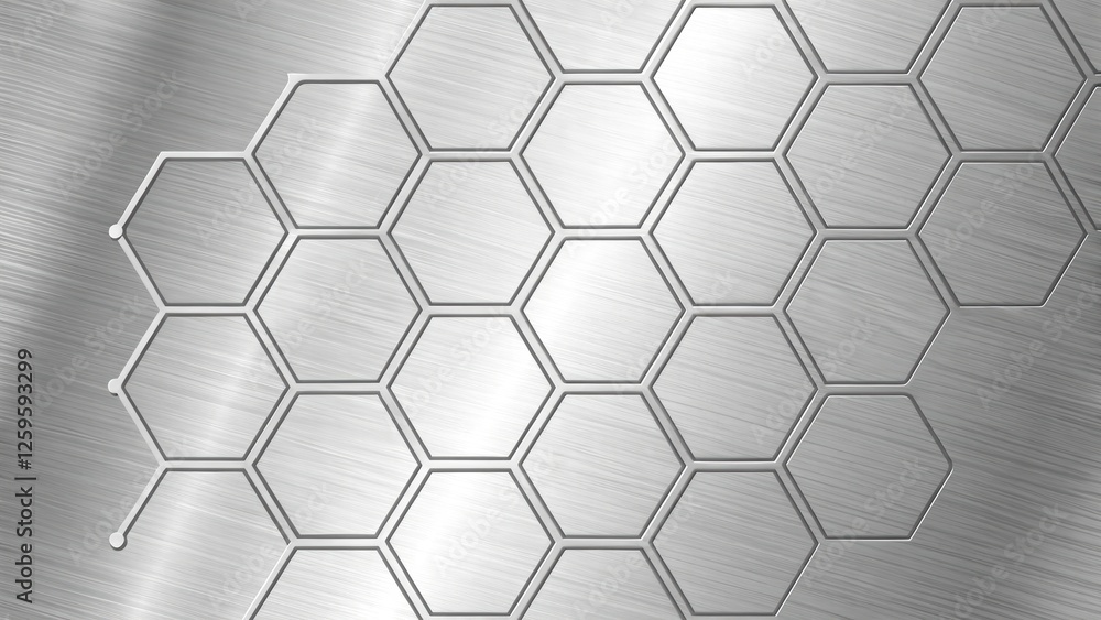 Aufkleber futuristic and technology background concept, metallic surface with hexagonal pattern design