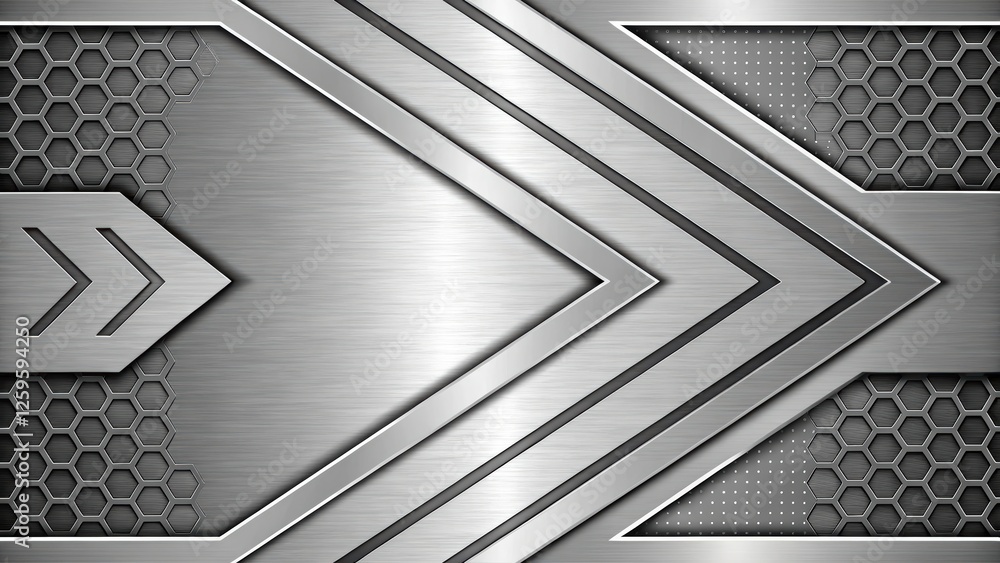 Aufkleber futuristic and technology background concept, metallic abstract background with geometric patterns