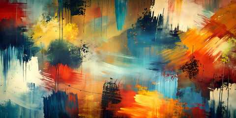 Abstract Painting with Vibrant Colors and Expressive Brushstrokes