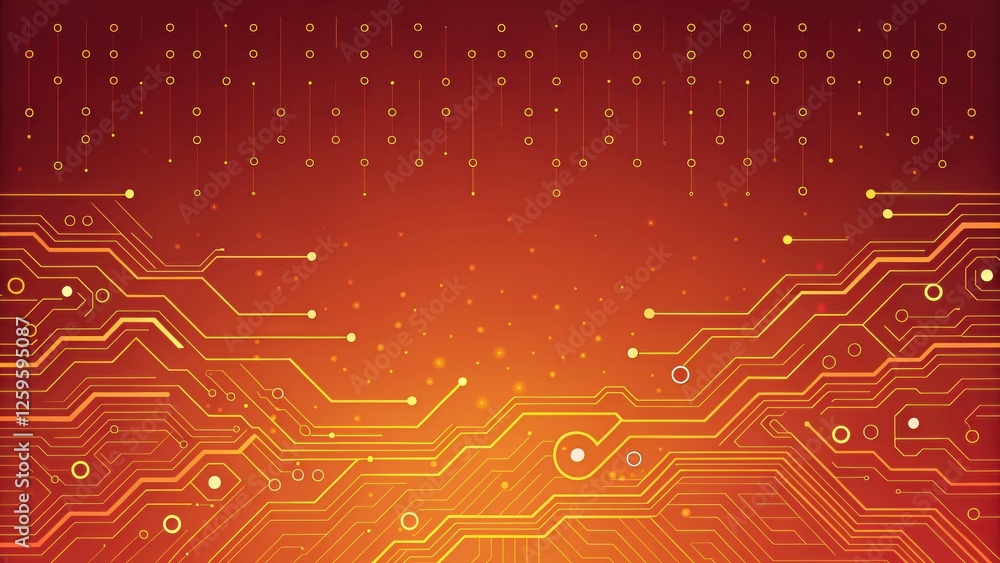 Aufkleber futuristic and technology background concept, abstract circuit design with warm gradient background