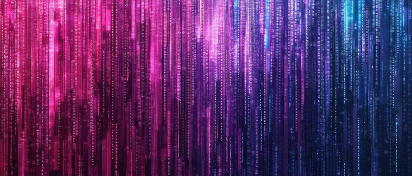 Colorful digital background with binary code patterns