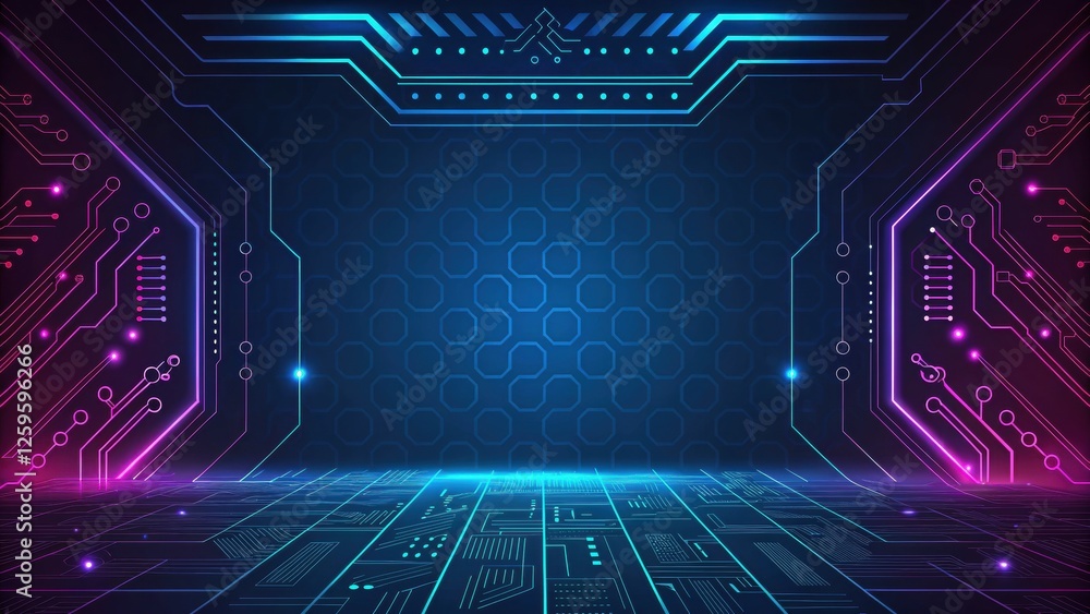 Poster futuristic and technology background concept, futuristic digital background with glowing lines.
