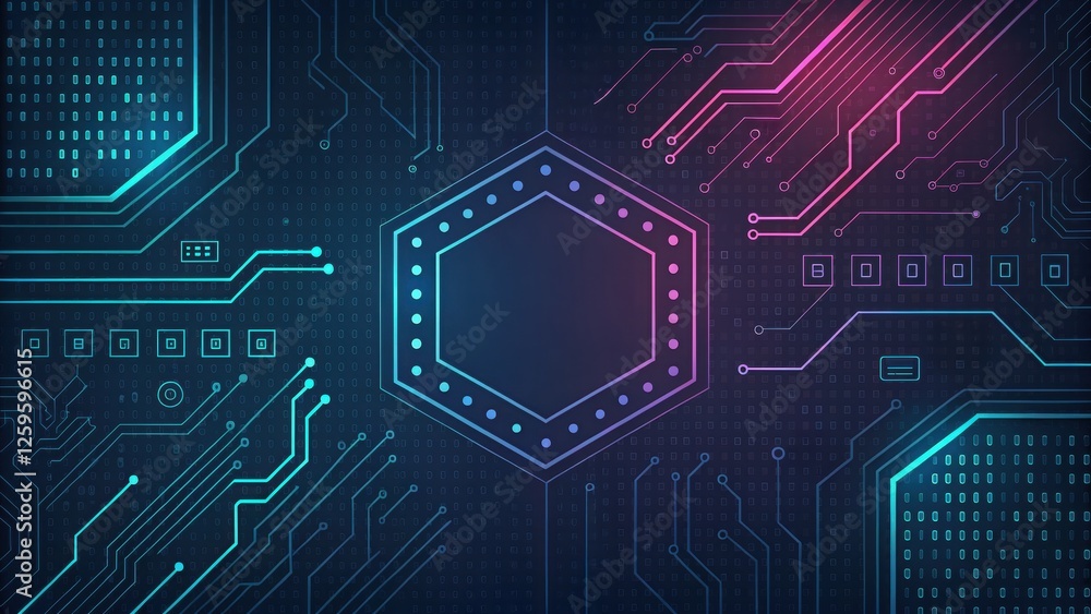 Poster futuristic and technology background concept, abstract circuit board design with glowing elements