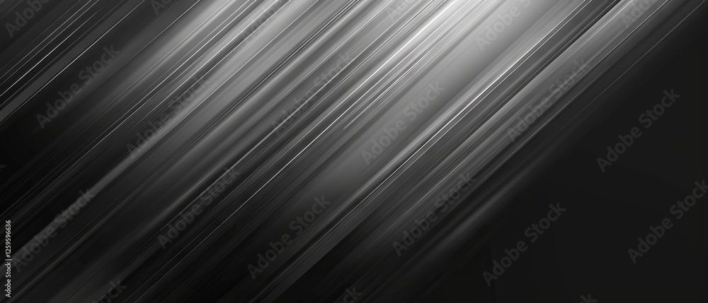 Poster abstract black and silver gradient with light gray and white tones, featuring soft diagonal lines an