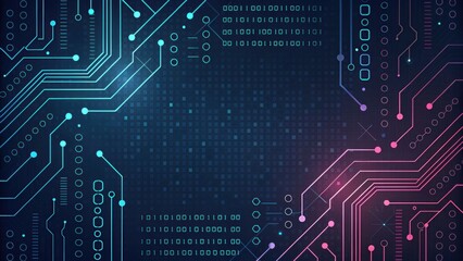 Futuristic and technology background concept, Futuristic circuit board design with vibrant colors