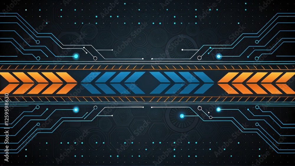 Aufkleber futuristic and technology background concept, abstract digital circuit design with arrows and lines
