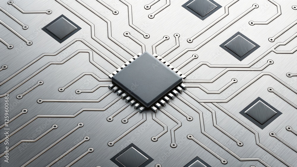 Aufkleber futuristic and technology background concept, microchip on a circuit board background design.