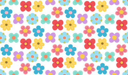 Seamless pattern with abstract summer colored flowers, vector eps10 illustration