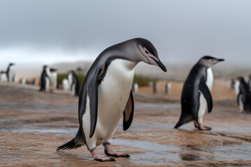 Obraz premium Desert-adapted penguin colony surviving on fog-harvested water