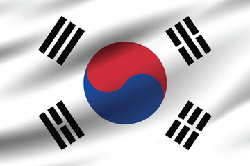Flag of South Korea. South Korea flag official size and color standards digital vector illustration. Waving flag.