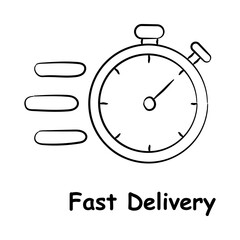 Fast Delivery Icon – Express Shipping and Quick Order Fulfillment - Hand Drawn Vector Icon