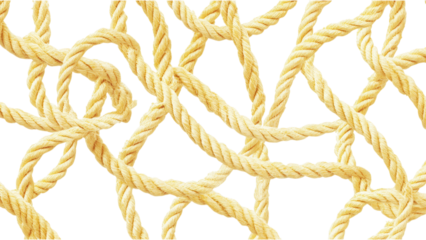 Nautical Rope Patterns in Yellow, Vibrant yellow-toned nautical rope designs, perfect for marine-themed projects with a transparent background.