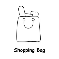 Shopping Bag Icon – Purchased Items and Retail Shopping - Hand Drawn Vector Icon