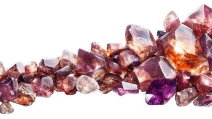 Brown-toned gemstones scattered randomly, elegant design, transparent background, ideal for digital projects or creative designs