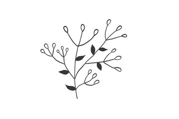 シンプルな葉の線画イラスト