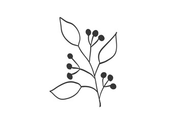 シンプルな葉の線画イラスト