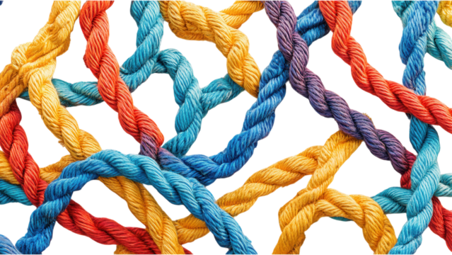 Vibrant Nautical Rope Patterns, an array of colorful rope designs on a transparent background, ideal for marine-themed projects and creative designs