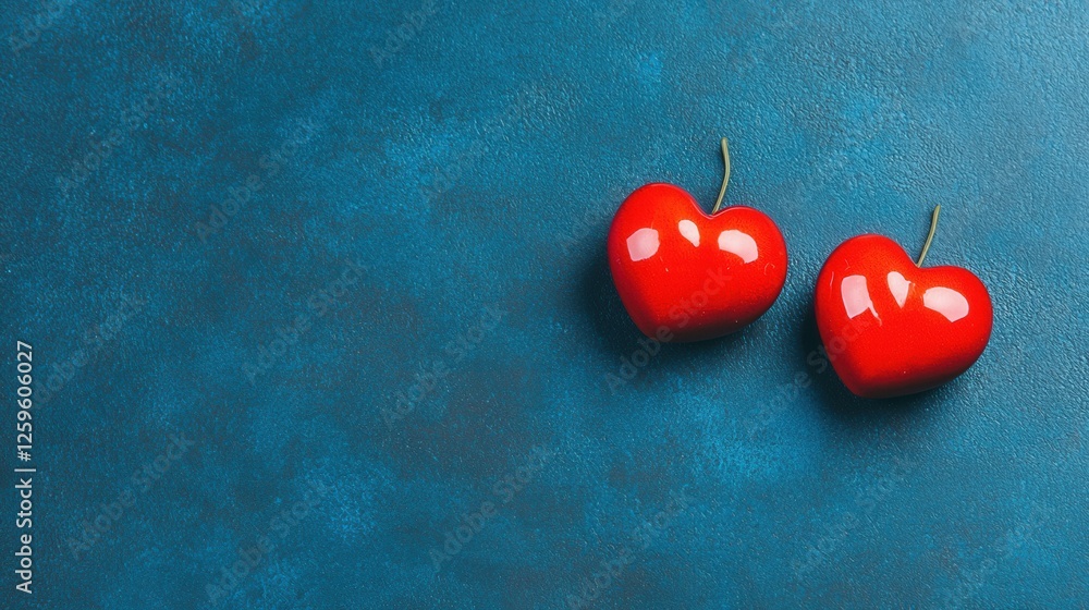 Poster Two red hearts symbolizing love and unity in artistic expression.