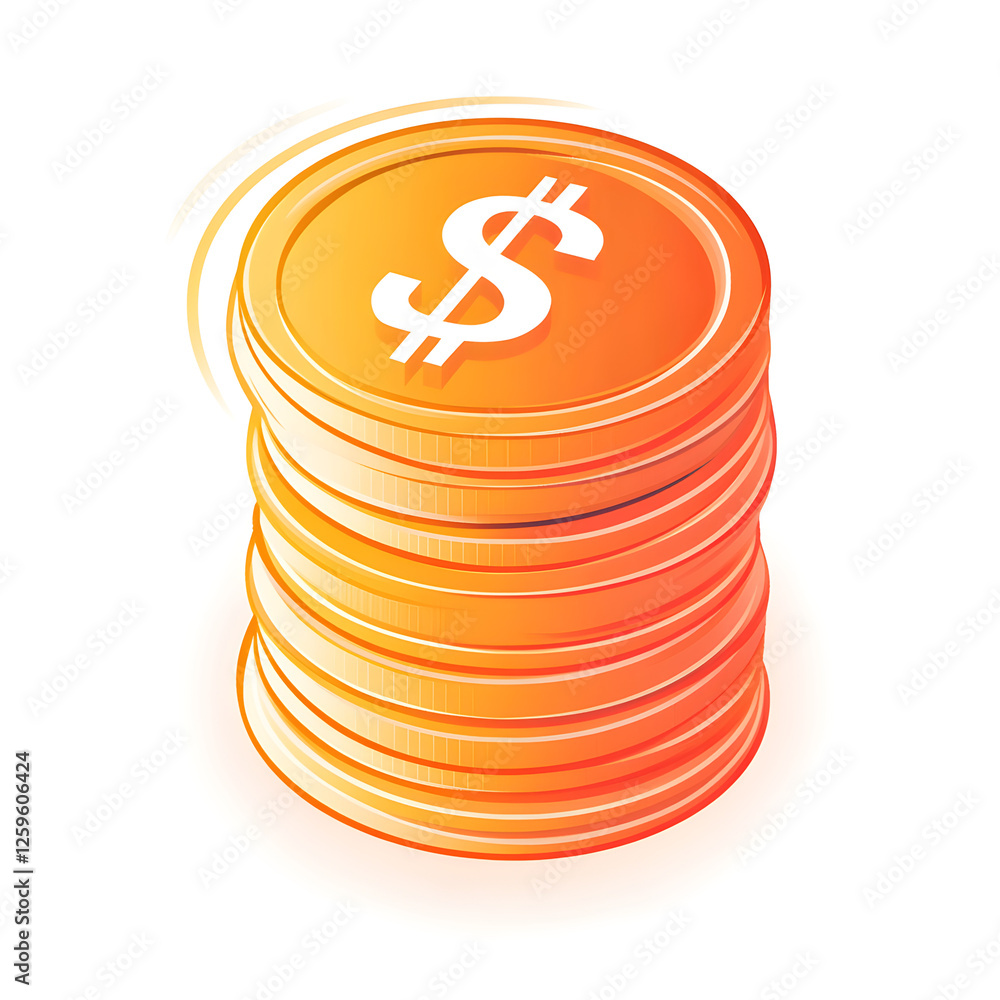Aufkleber linear icon with stack of coins with a currency symbol on top