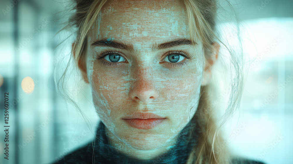 Poster real-time deepfake technology showcases seamless face-swapping with ultra-realistic digital masks in