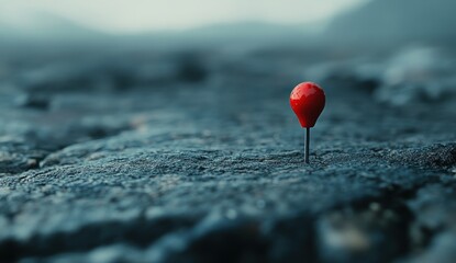 Obraz premium A Lonely Red Pin on a Dark Rocky Surface