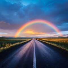 rainbow over the highway
