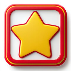 Obraz premium Bright Yellow Star Icon on Red Square