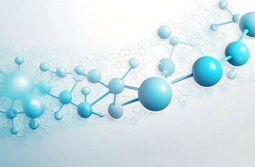 White and light blue medical abstract gradient background with molecules. web banner. Medical background in white and light blue gradient with molecular design.Science, technology and medical