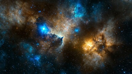 Naklejka premium Stunning Cosmic Nebula with Bright Stars and Vibrant Colors