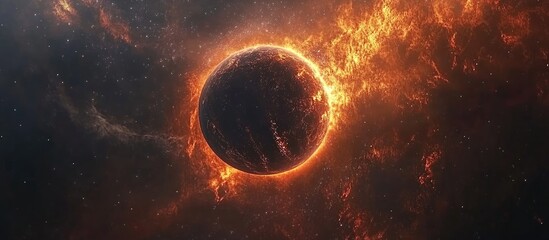 Burning Planet in Space