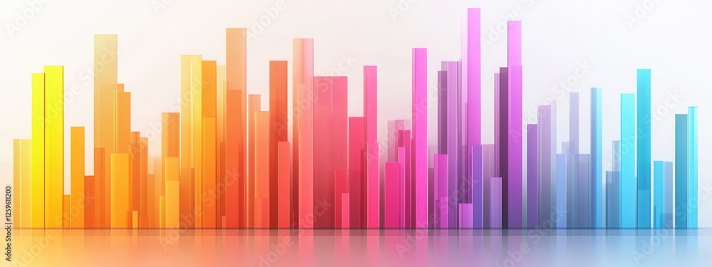 Poster vibrant gradient bar graph on a clean white background, visually representing data trends and compar