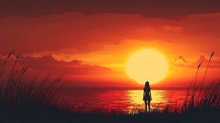 silhouette of a woman in the sunset