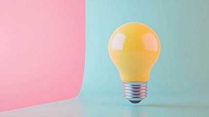 Illuminating Creativity: A Bright Idea Bulb on a Pastel Background