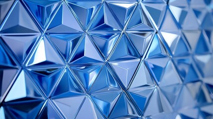 Abstract blue metallic triangular geometric pattern background.