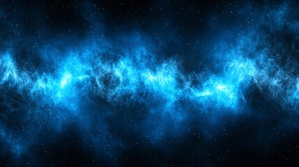 Ethereal Blue Cosmic Nebula with Stars in Deep Space Background