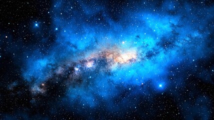 Obraz premium Stunning Blue Galaxy with Bright Stars and Nebula in Night Sky