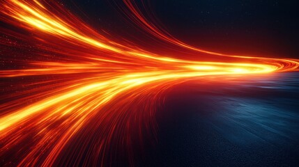 Obraz premium Fiery light streaks curve across dark space, cosmic background, futuristic design