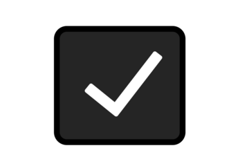 black check mark icon - white tick inside black box, approval symbol, confirmation sign, success indicator, correct choice, verified icon, positive feedback, accepted status, validation graphic