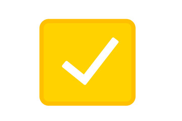 yellow check mark icon - white tick inside yellow box, approval symbol, confirmation sign, success...