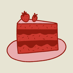 Simple doodle illustration of a cake. Cute vintage illustration. Design for a card, poster. Hand drawn wire phone.